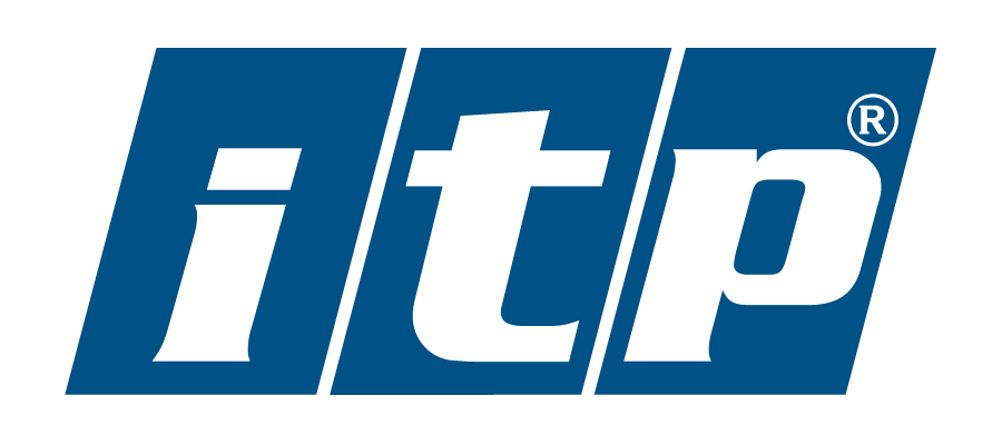 Logo consisting of the three letters ITP in white on blue.